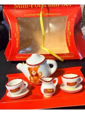 Steiff 8601/06 "Mini Porzellan Set" Mini Porcelain Tea Set Hand Painted Germany